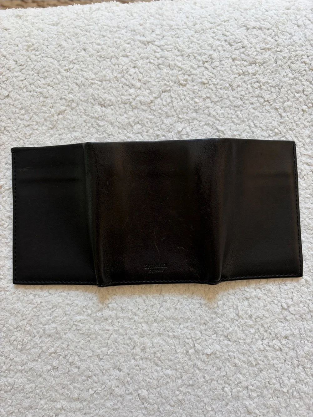 Shinola Classic Black Leather Trifold Wallet - Men